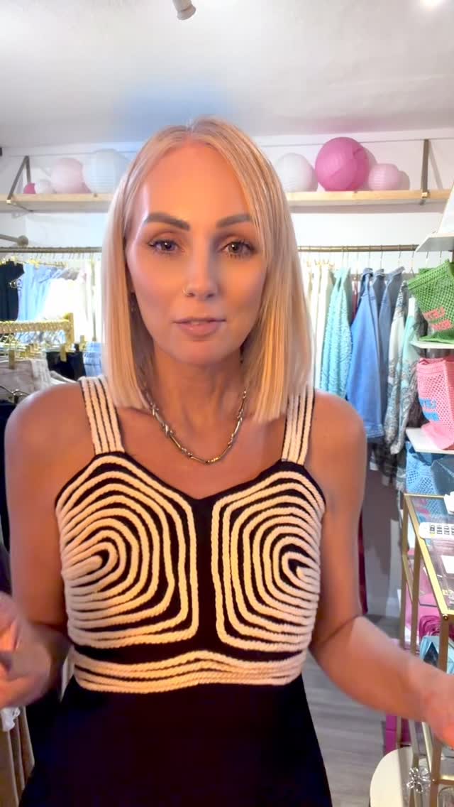 Black and cream swirl pattern dress on Instagram